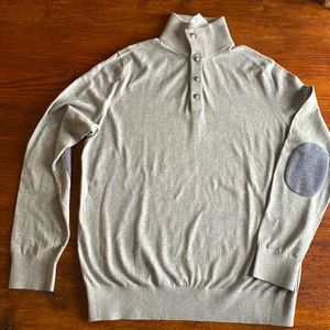 NWT Fantastic Heather Grey Snap Mock-Neck Pull-Over with Elbow Patches